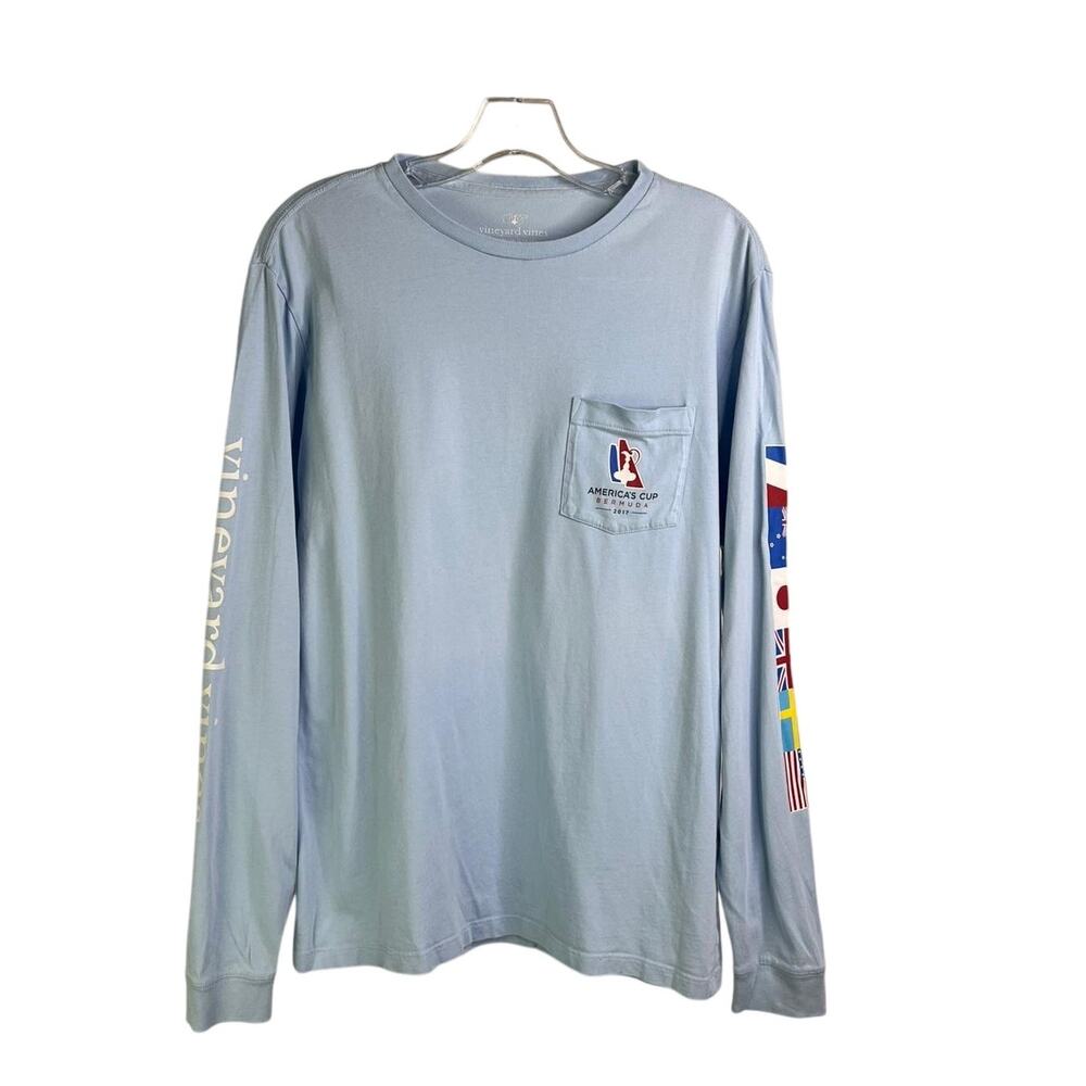 Vineyard Vines T-Shirt Mens Sz S Blue Long Sleeve America's‎ Cup Bermuda Sailing